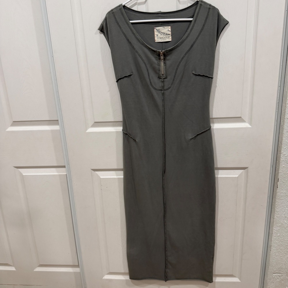 Raw Earth Wild Sky Organic Cotton Zip Midi Dress Green S